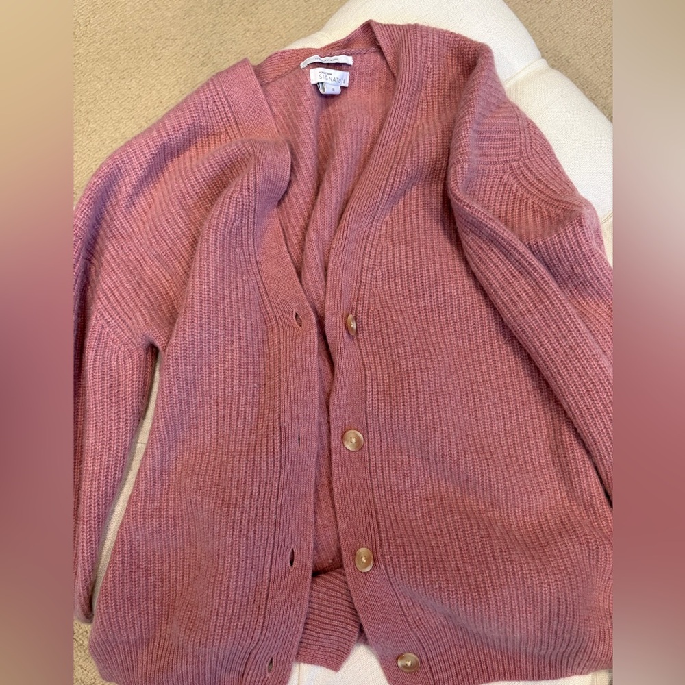 Nordstrom Signature Women's Pink Cashmere Sweater fishermen